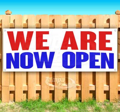 WE ARE NOW OPEN Advertising Vinyl Banner Flag Sign Many Sizes