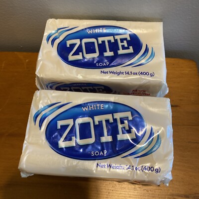 2 Pack of Zote Laundry Soap Bar Detergent White 14.1 oz (400gr)