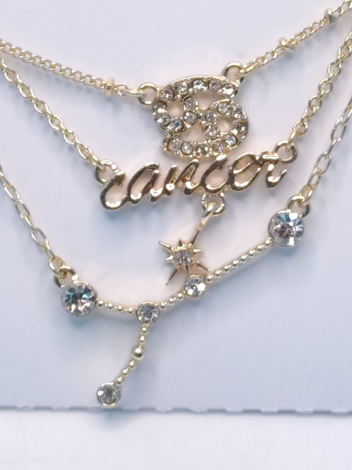 Nordstrom Rack Cancer Zodiac Necklace Gold Tone Layered Dainty Clear