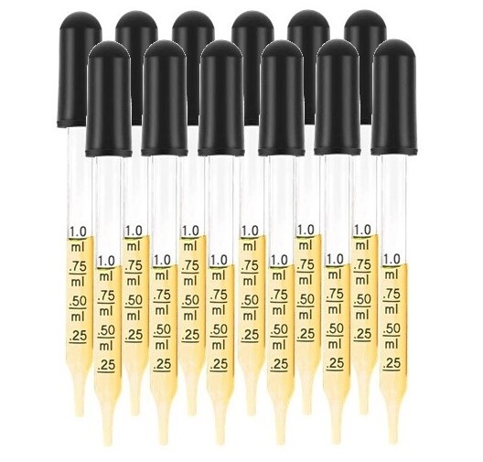 12 Pack, Essential Oils Medicine Art Eye Dropper Graduated 3
