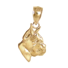New 14k Yellow Gold Tiny Boxer Dog Pendant