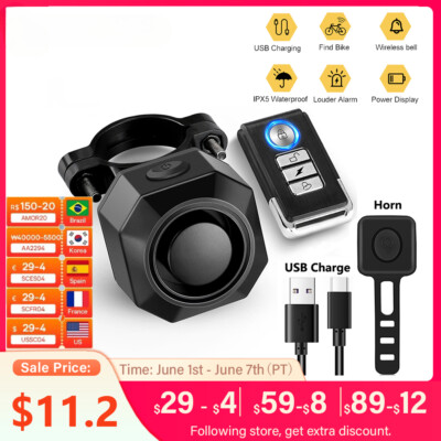 Wireless Waterproof Bicycle Vibration Alarm USB Charging Remote Control  Alarm