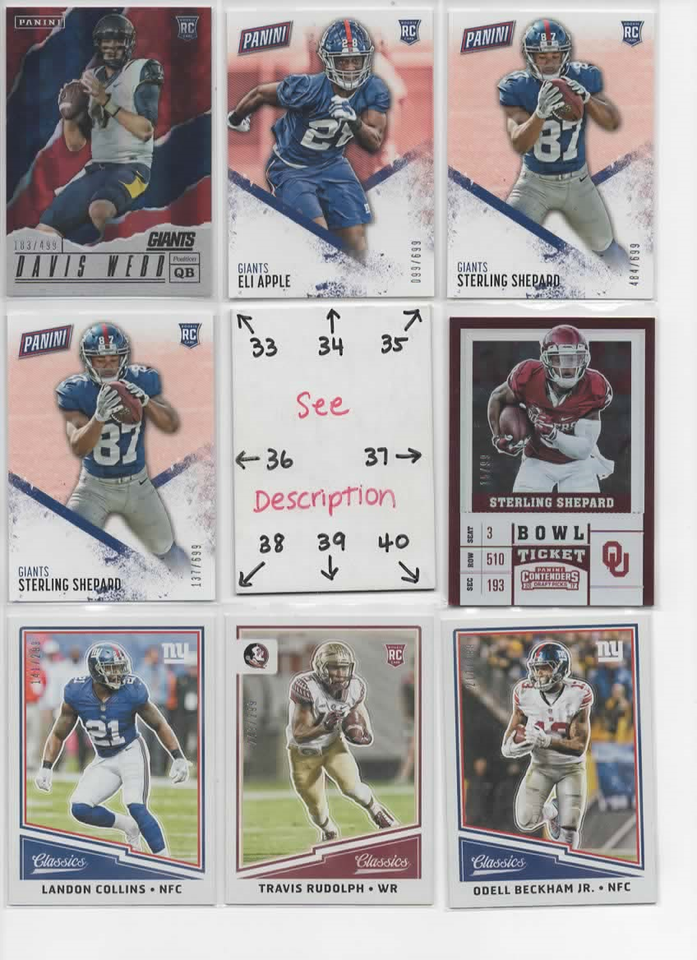 New York Giants LOADED U-PICK Serial #'d JERSEY AUTO Rookies MANNING ...