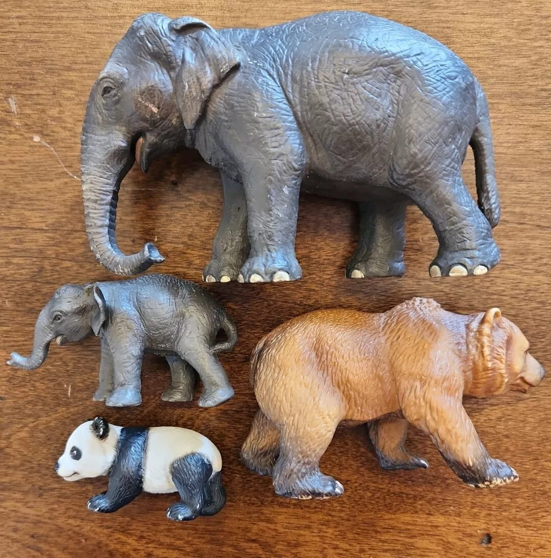 Schleich ASIAN ELEPHANT CALF Baby female Figures lot panda cub