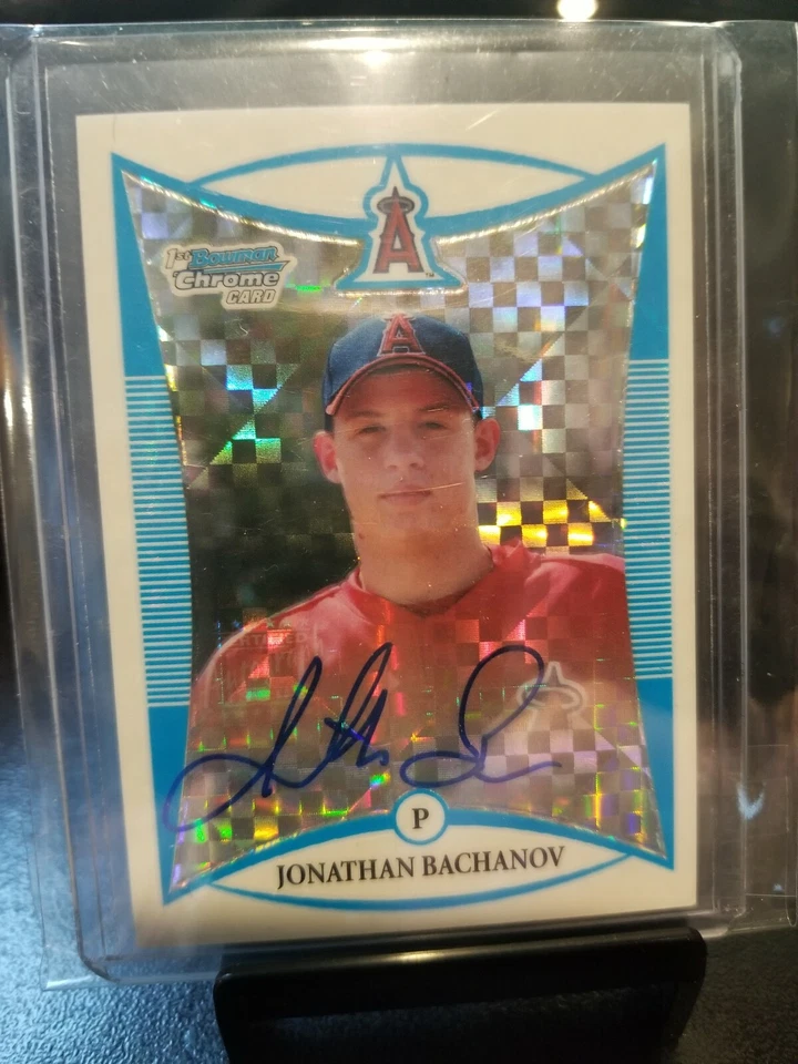 2008 JONATHAN BACHANOV #194/250 BOWMAN CHROME AUTO PROSPECTS X-FRACTOR GEM. - Image 2 of 4