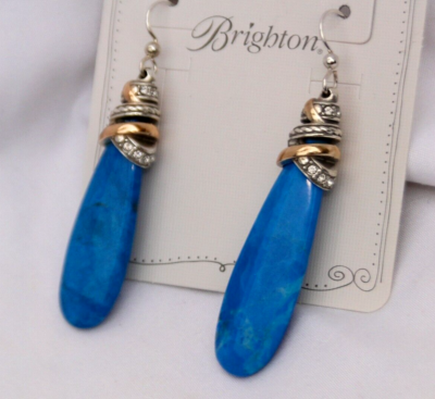 New Brighton Neptune's Rings Pyramid Turquoise French Wire Earrings