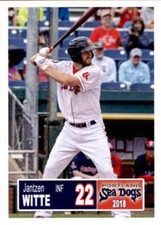 2018 Portland Sea Dogs Grandstand #35 Jantzen Witte Fort Worth Texas TX Card