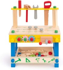 Wooden Tool Workbench Toy Kids  Toddlers w/Wooden Tools, Hand/Eye Coordination