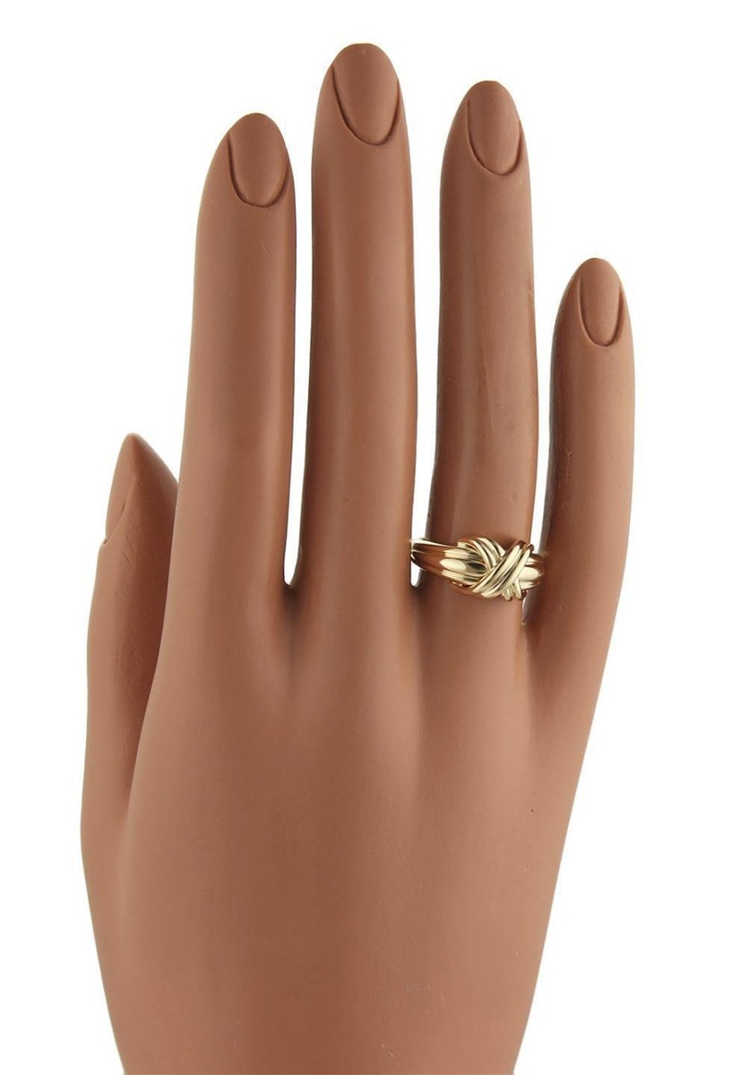 Tiffany & Co. X Ring 18k Yellow Gold Crossover Grooved Style Tiffany & Co. X Ring 18k Yellow Gold Crossover Grooved Style