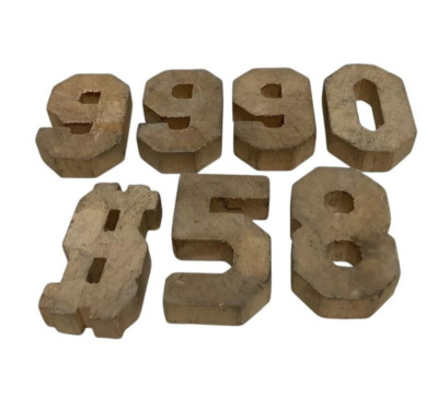 Vtg Wood Numbers Lot Block Toy Sign Freestanding 3D Handmade Antique 0 5 8 9 $