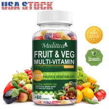 60 Gummies Nature Fruits Veggies Supplement Fruits Vegetable Vitamins & Minerals