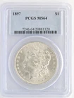 United States 1897 Morgan $1 Dollar 90% Silver Philadelphia Mint PCGS MS64 Coin