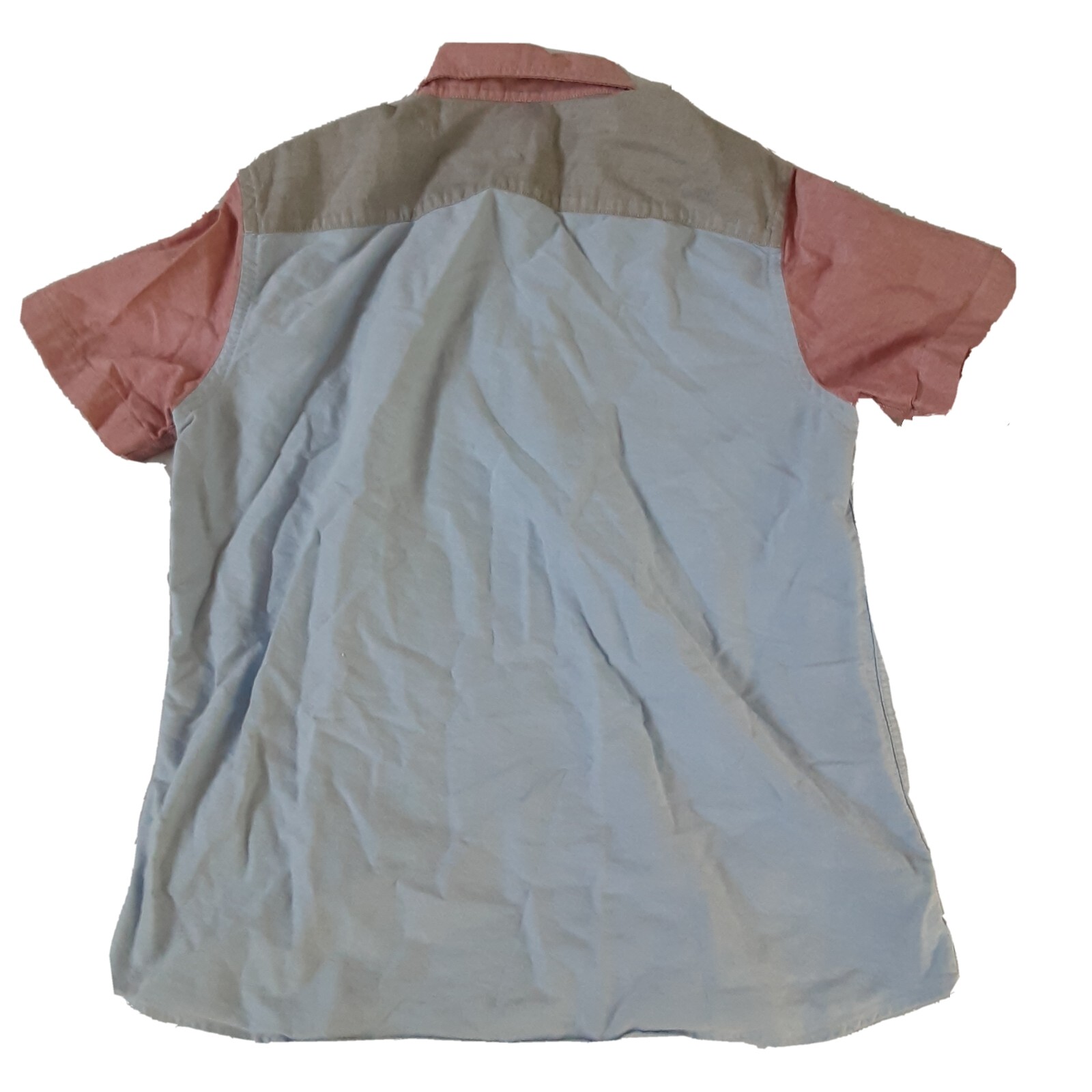 American Eagle Men's Oxford Colorblock Button Short Sleeve Shirt Medium