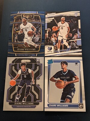 (4) Ziaire Williams 2021-22 Prizm Rookie Card #313 + Optic #198 RC Grizzlies