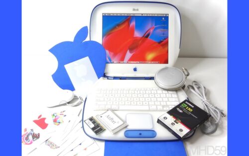 iBook Clamshell 366 Indigo + 60GB HD Dual OS9 + X Tiger + ZAŁADOWANY miękkim... - Zdjęcie 1 z 13