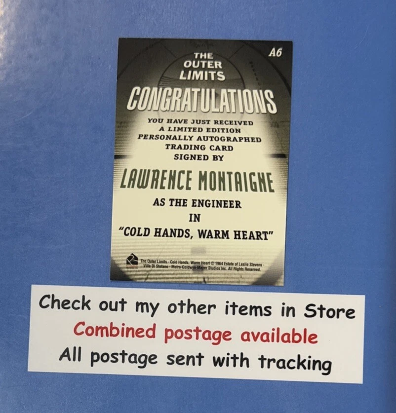 LAWRENCE MONTAIGNE AUTOGRAPH THE OUTER LIMITS AUTHENTIC AUTO RITTENHOUSE SIGNED - Image 4 of 4