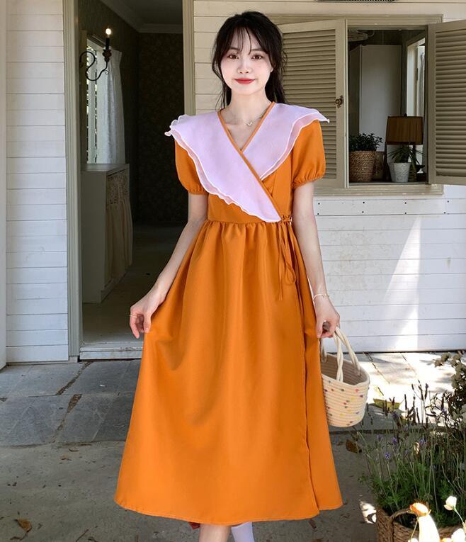 New summer ruffled V-neck puff sleeve long skirt high waist casual strappy dress | eBay New summer ruffled V-neck puff sleeve long skirt high waist casual strappy dress | eBay