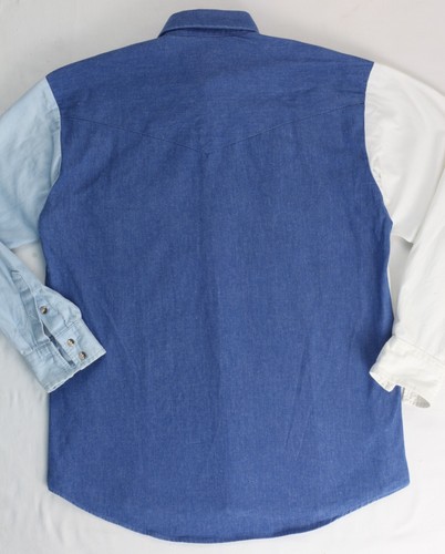 Camisa De Colección Roper Rodeo Azul Hecha en EE. UU. Manga Larga Botón Frontal Algodón M - Imagen 14 de 14