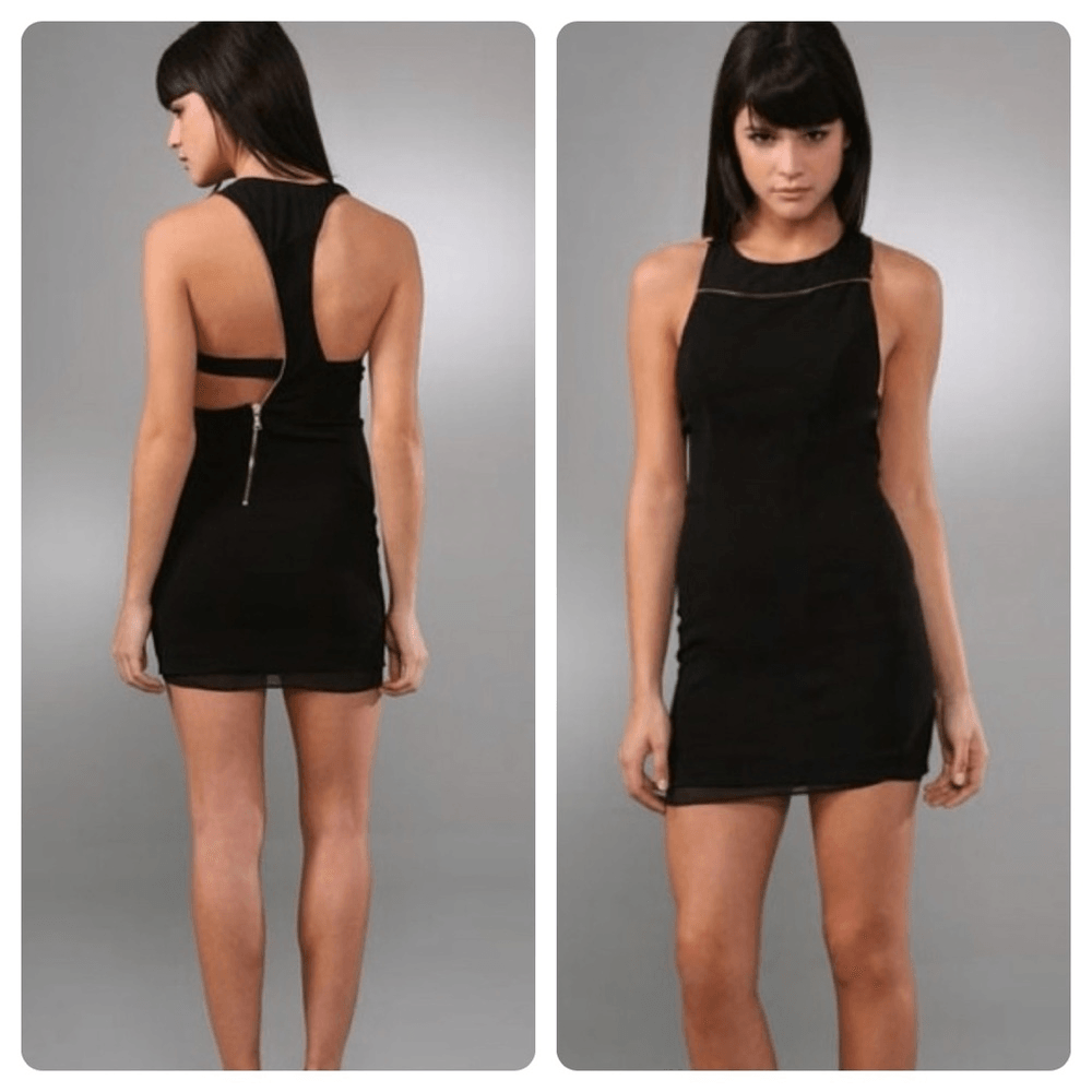 Alice + Olivia Ellie Asymmetrical Zipper Racer Back Silk Blend Mini Dress XS