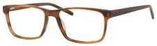 Esquire EQ1566 Mens Rectangle Frame Eyeglasses in Brown Amber 57 mm CHOOSE POWER