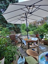 Extra Large Double Parasol Outdoor Garden Cream Umbrella Patio Canopy Shade NEW