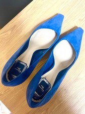 Rare Christian Dior Suede Heels Pumps Blue Italian 39D 24.5cm