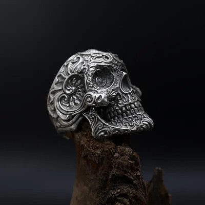 Elegant Gun Black Titanium Steel Unique Skull New Fashion Charms Ring Size 10.5
