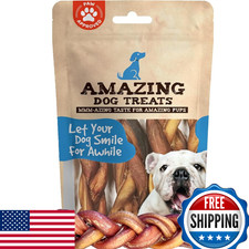 Amazing Dog Treats 6" Braided Bully Stick 5 Pcs/Pack Bully Stick for Dogs - Ma
