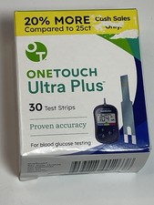OneTouch Ultra Plus Test Strips 30 Count Blood Glucose Monitoring EXP March 2027