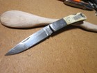 GERBER USA SAKAI JAPAN Silver Knight Ship Scrimshaw Lockback Bone Knife - DF 83 — photo 1