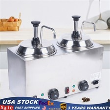 Commercial Hot Fudge Warmer Nacho Cheese Sauce Warmer w/ Pump Dispenser 1600W