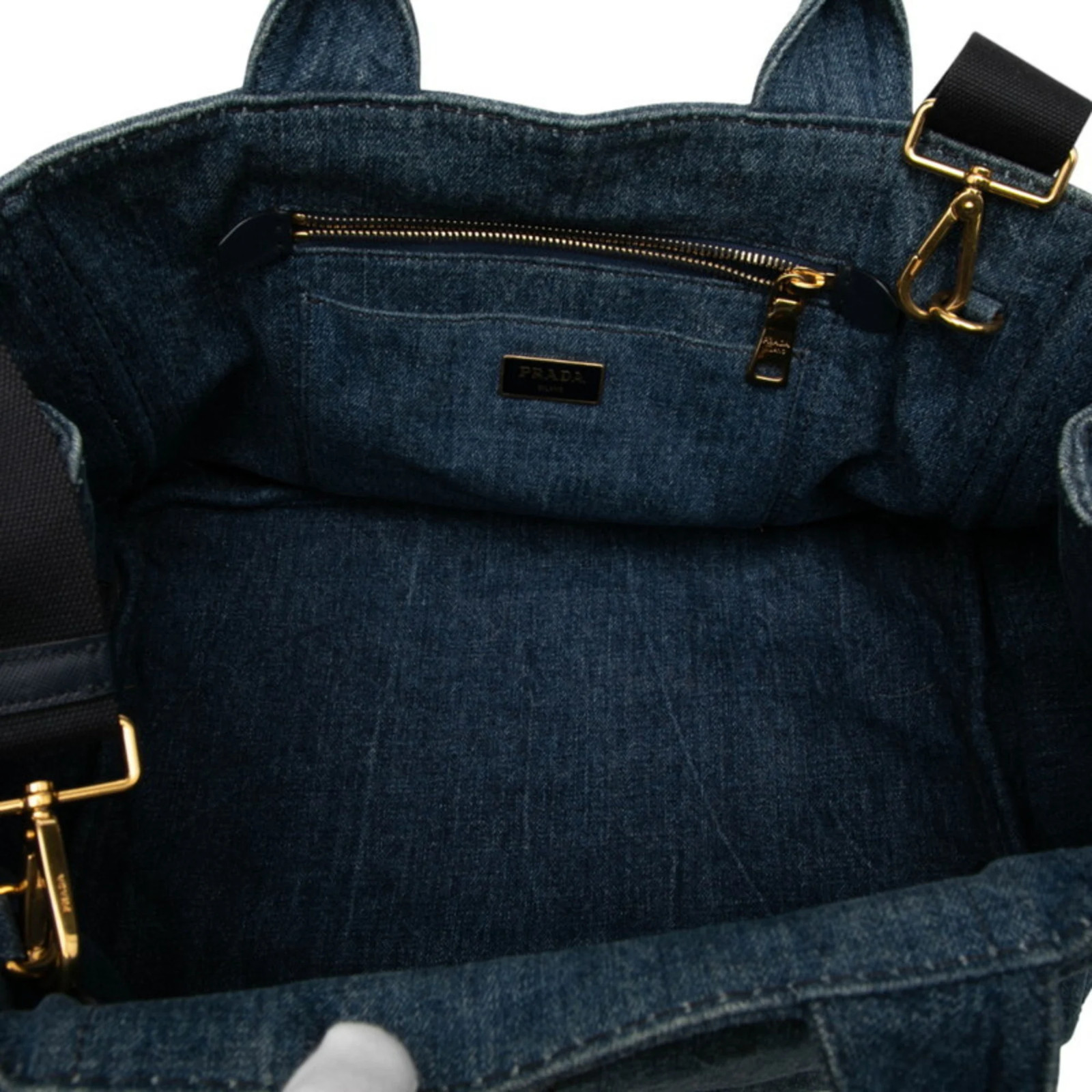 Prada Canapa Tote Bag/Shoulder Bag, 2-Way, 1BG642, Indigo Blue Den... GZl1fdj5 thumbnail 4