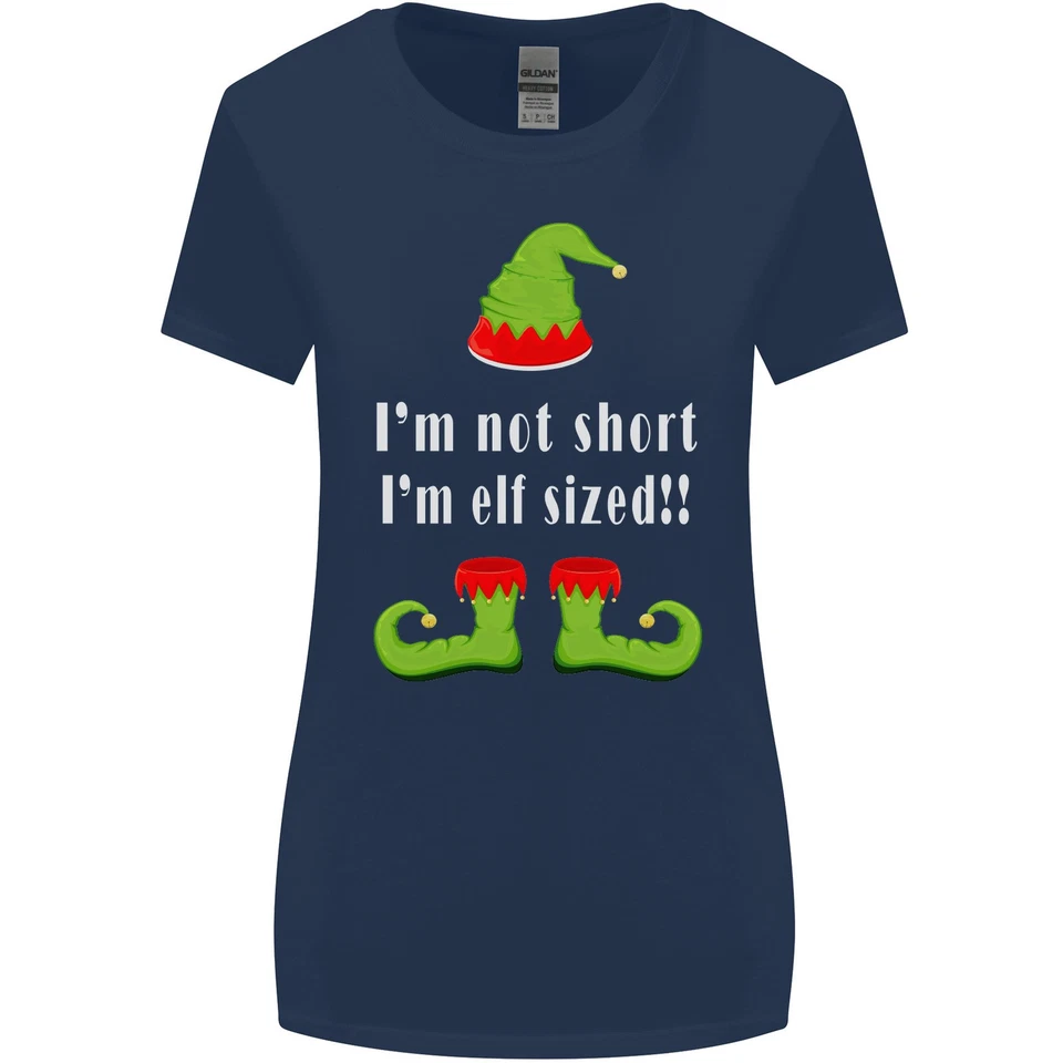 I'M Not Court Im Elfe Taille Drôle Noël Femmes Plus Large Coupe Tshirt - Photo 2/4