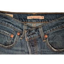 Levi's Ribcage Straight Ankle Jeans Women 26 Blue High Rise Button Fly Denim