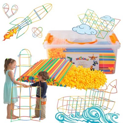 Straw Constructor STEM Building Toys 400 Piece Straws and Connectors Building...