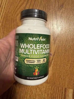 Nutrivein Wholefood Multivitamin 120 Vegetable Capsules Vitamin A C D3 E B1