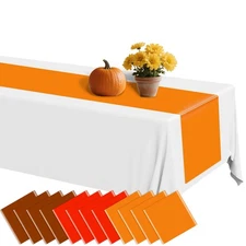 12 Pack Fall Autumn Plastic Table Runners 14 x 108in Thanksgiving Long Table ...