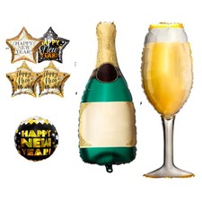Happy New Year 7 PCS Mylar Balloons Balloon Party Decoration Inflating Decor