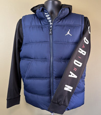 Jordan Air Youth Boy's Navy/Black Puffer Hoodie Jacket Size Large Polyester