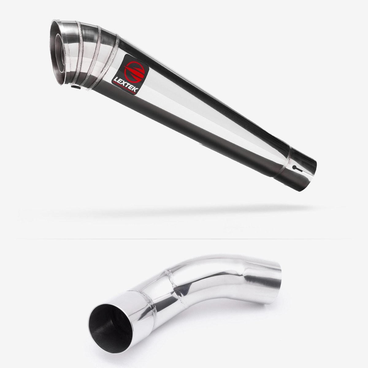 Lextek Stainless Steel MP4 Polished 300mm Exhaust with Link Pipe Silencer Rear
