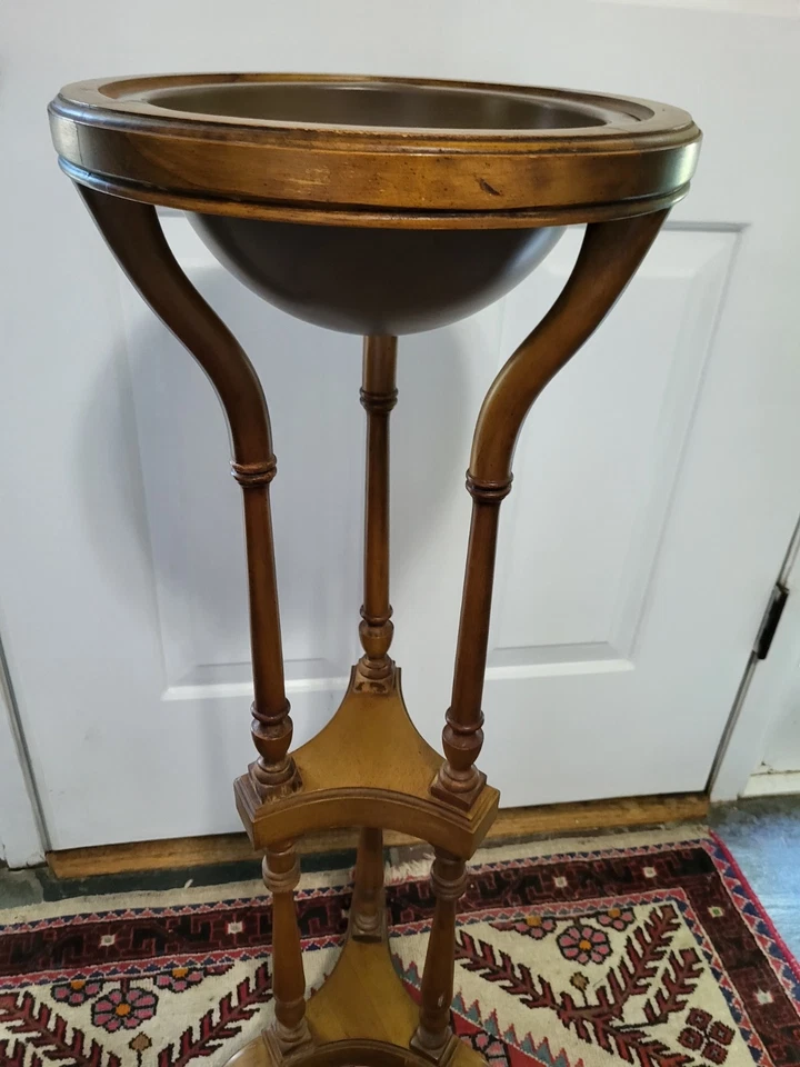 De Colección Años 70 80 Mayordomo Madera Planta Soporte Necana Mancha Tres Patas 36" Alto Foto 3 de 4