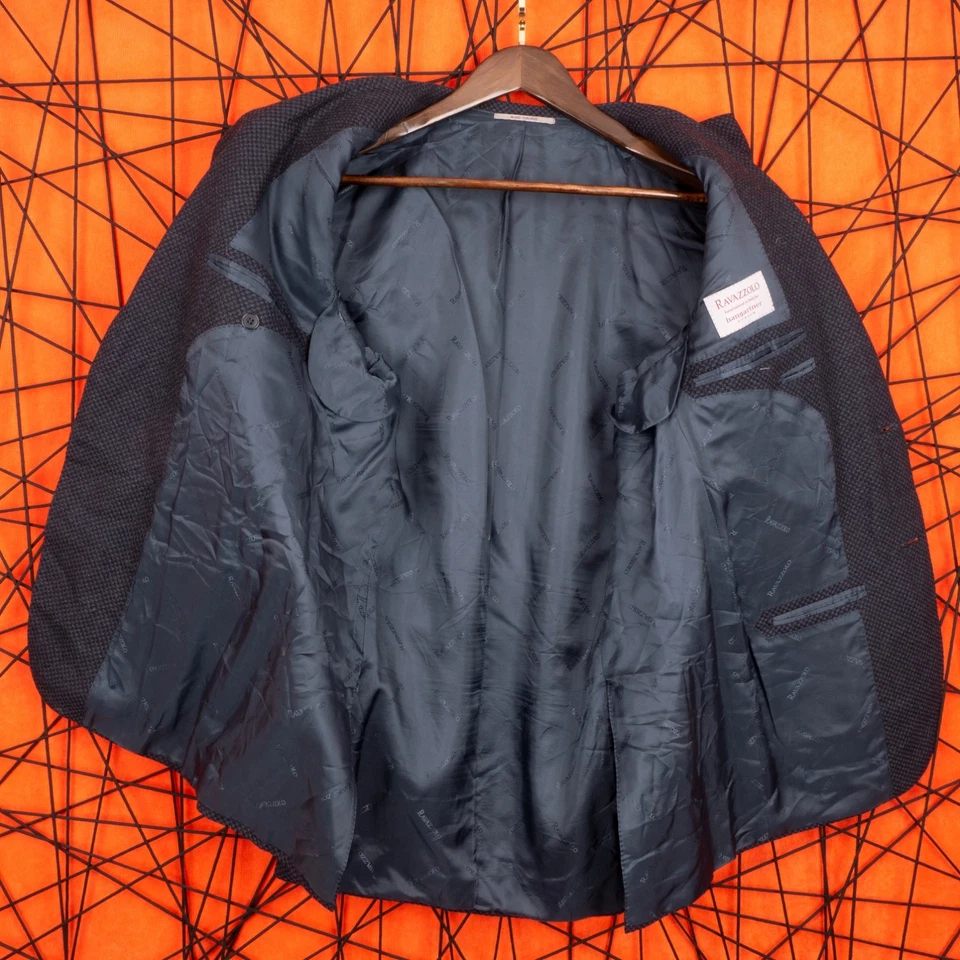 Ravazzolo Men's Navy Blue Two Buttons 100% Wool Single Breasted Blazer Size 52 - Image 3 of 4