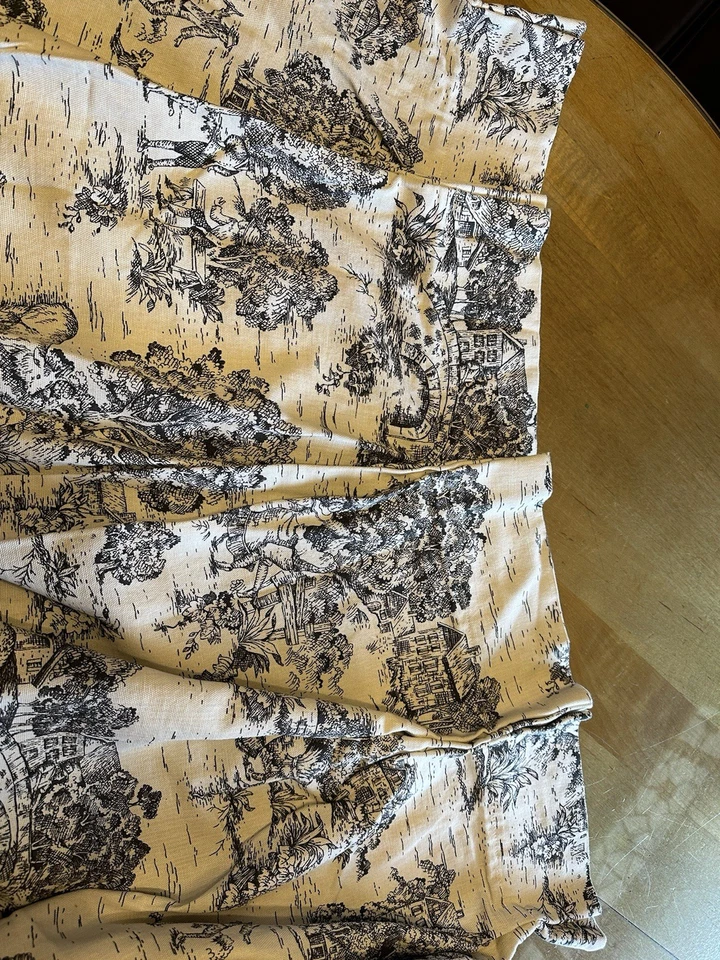 复古 3 PR(6 面板)黑色/奶油色 Toile Pastoral Pinch Pleat Drapes 48 英寸 x 72 英寸 — 第 2/4 张图片
