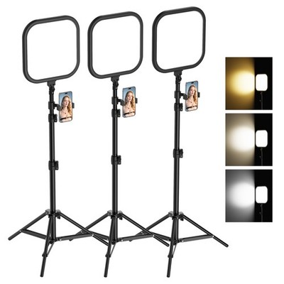 3 Pack LED Video Panel Light, 2500-8500K Dimmable Studio Lights with Tripod S...