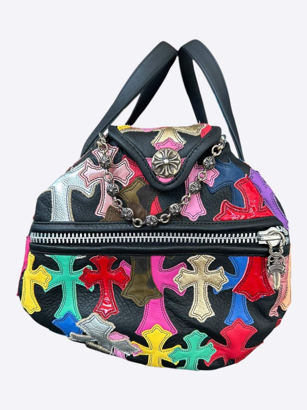 Chrome Hearts Black & Multicolor Leather Cross Patch Duffel Bag thumbnail 4
