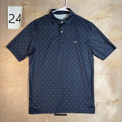 Vineyard Vines Mens Santa Whale Polo Mens XS Navy Blue Performance Shirt Holiday