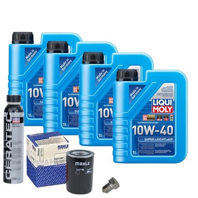 Motoröl 10W40 LIQUI MOLY 4L+MAHLE Ölfilter+Cera Tec+Ölablassschraube