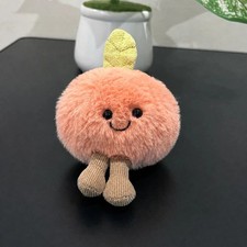 Jellycat Amuseables Fuzzy Peach Plush Keychain Cute Soft Bag Charm Gift NWT