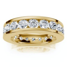 YELLOW Gold 2 CT Channel Set Round Diamond Eternity Ring 14K Yellow gold
