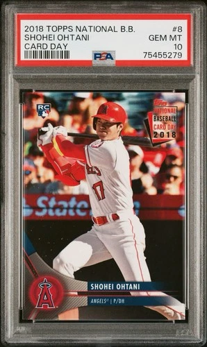 2018 Topps National Baseball Card Shohei Ohtani Rookie Card PSA 10 #8 Card Day